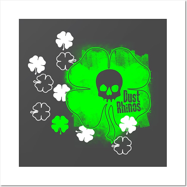 DR Skull and Shamrock Green Wall Art by Dust Rhinos Swag Store